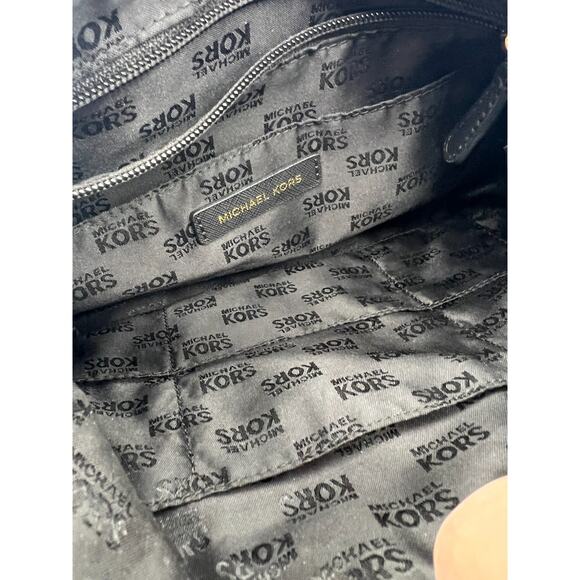 Michael Kors Black Nylon Purse Bag Tote Crossbody or Shoulder Gold Hardware - Picture 10 of 13